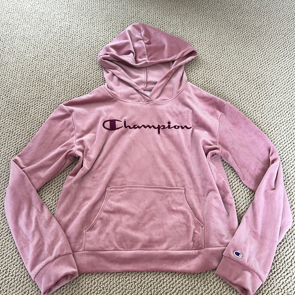 Champion Pink Velour Hoodie